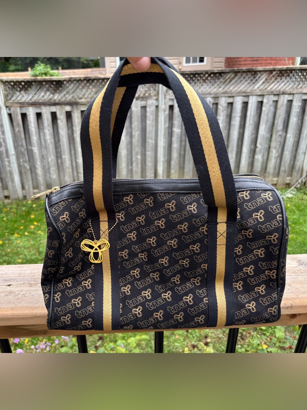 Vintage Y2K Tna Aritzia Black Gold Monogram Bowling Duffle Bag